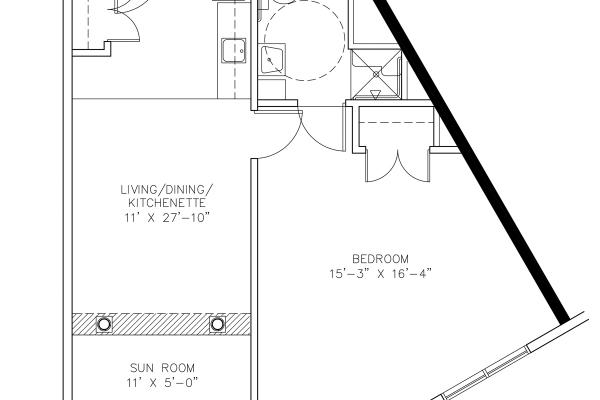 A-1D - One Bedroom - 695 sf